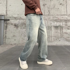 Men's Baggy Straight Jeans Fashion Vintage Denim Trousers