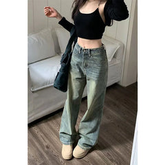 Vintage 90S Baggy Straight Denim Trousers Y2K High Waist Loose Wide Leg Jeans