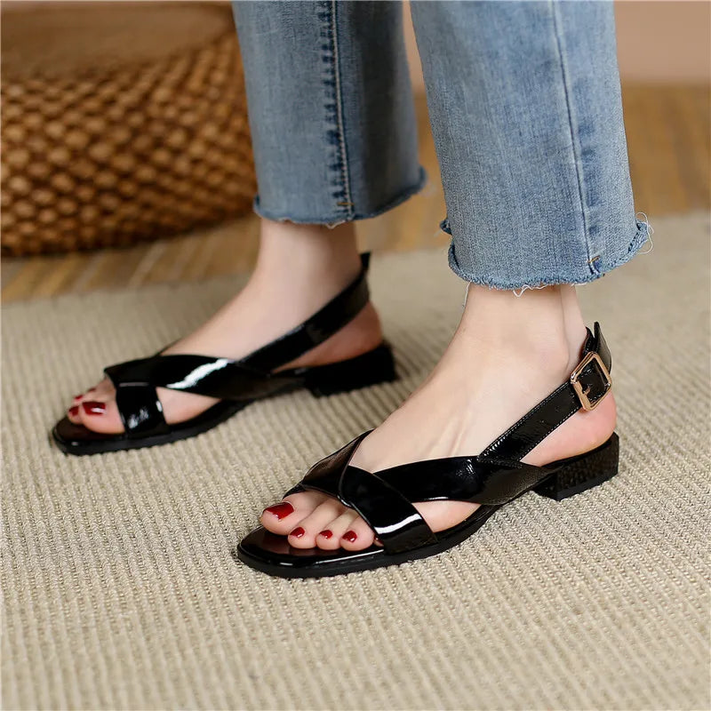 Shoes Women Low Heel Square Toe Casual Shoes Summer  Sandals