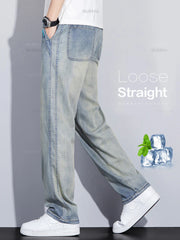 Summer Thin Soft Lyocell Fabric Men's Retro Jeans