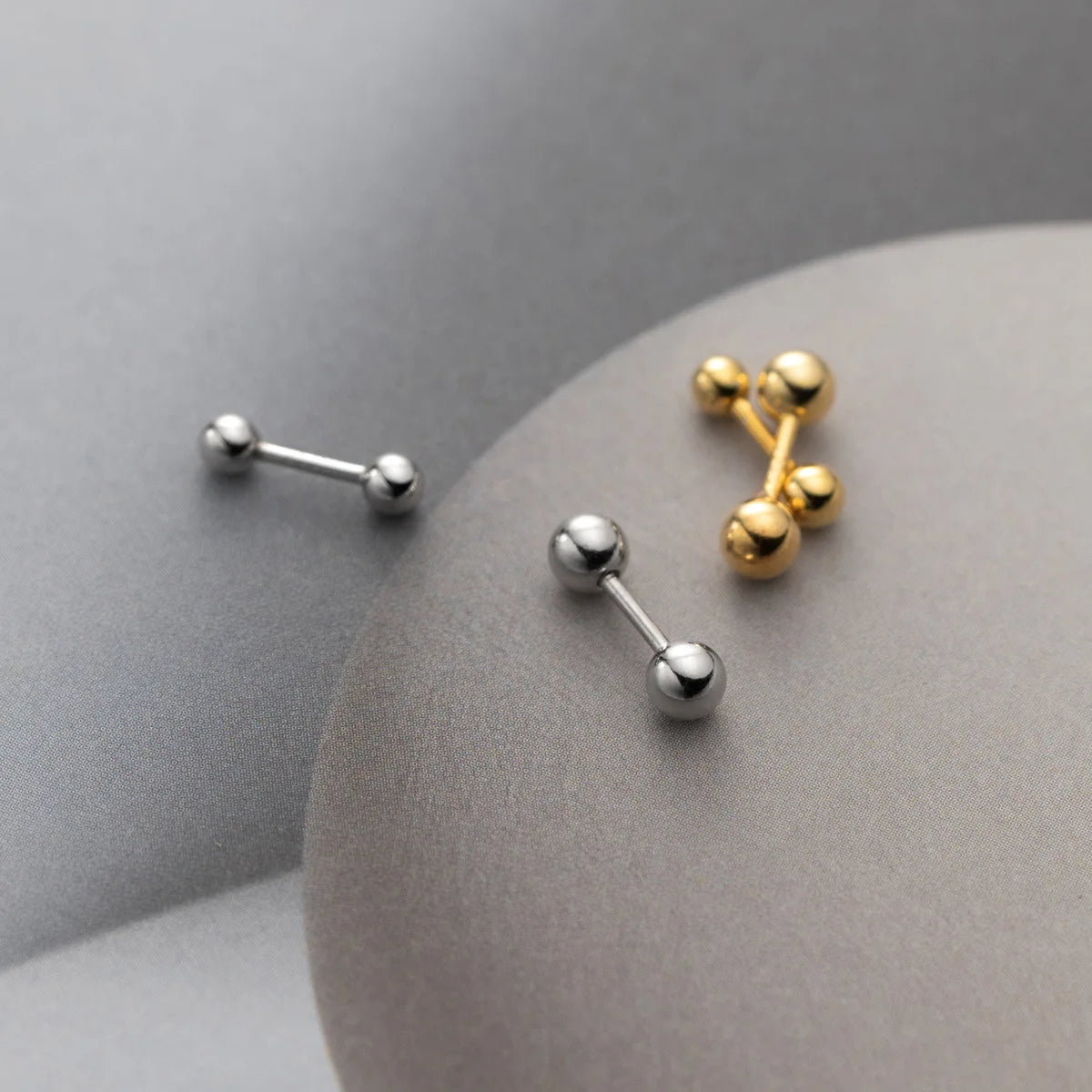 Simple Glossy Beads Screw Ear Piercing Stud Earrings