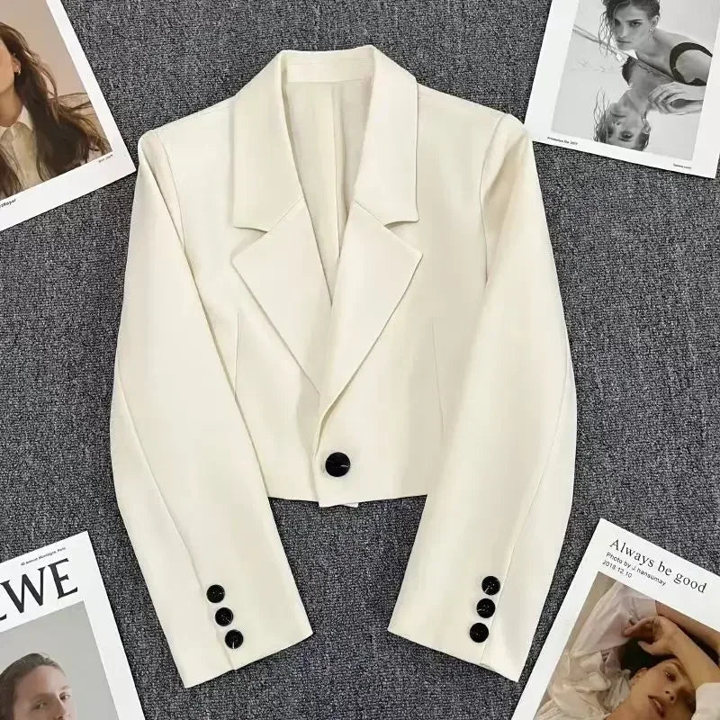 Fashion Cropped Blazers Jacket Long Sleeve Office Streetwear