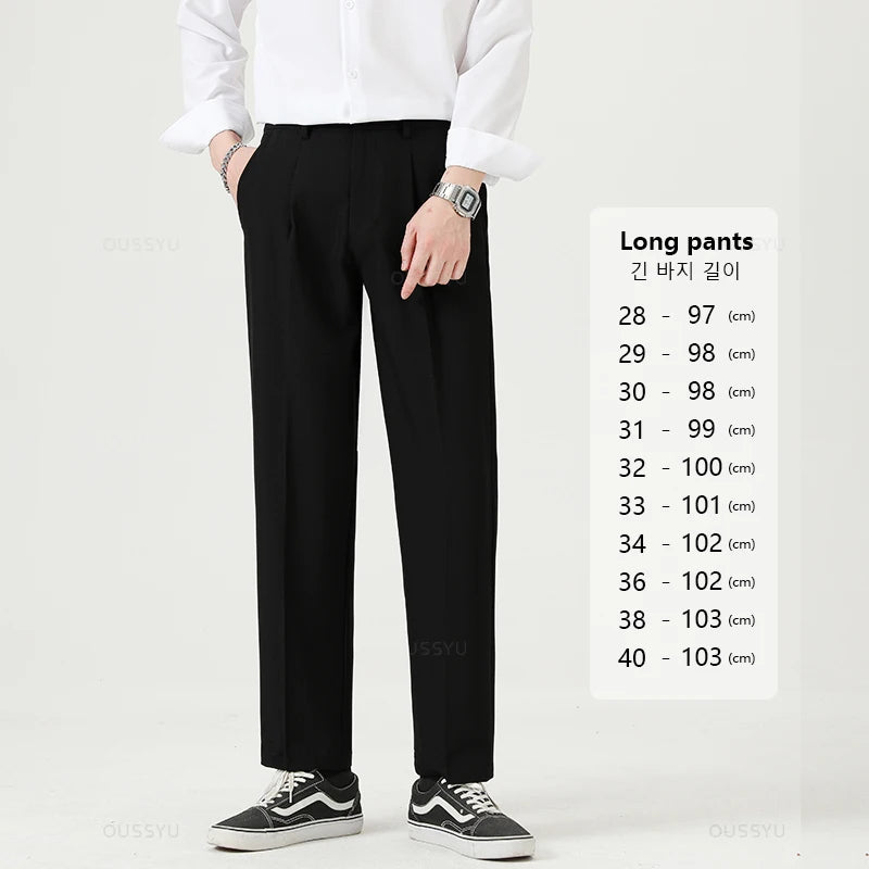 Suit Pants Men Business Thin Formal Ankle Length Work Pant