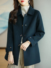 Woolen Coat Slim Fashion Office Lady Square Collar