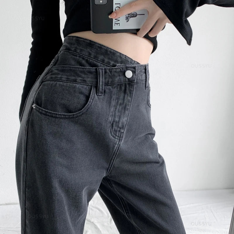 Jeans Women Wide Leg Pants Mom High Waist Woman Trousers