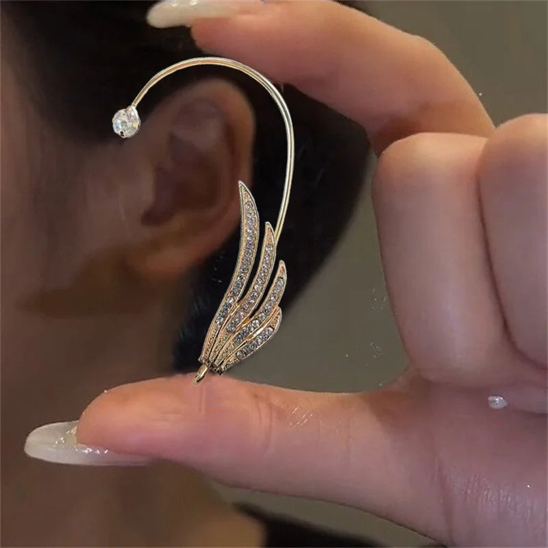 Fashion Zircon Butterfly Ear Clips Sparkling Rhinestone Ear Cuff Clips Earrings