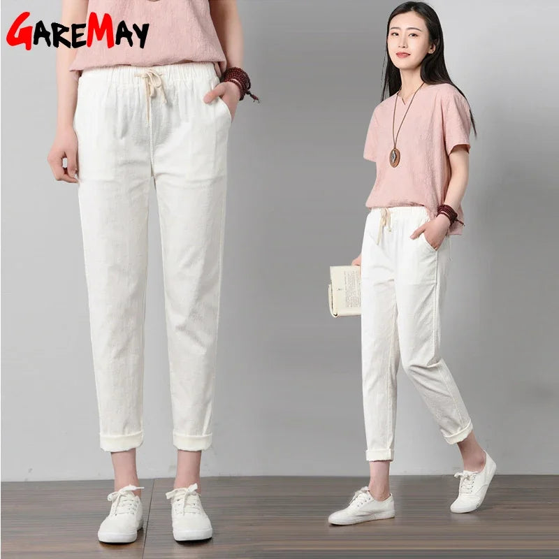 Fashion Cotton Linen Pants For Women Loose Casual Color