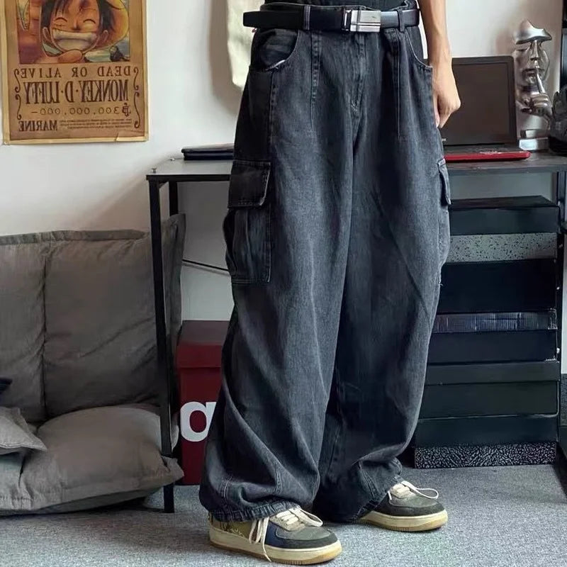 Baggy Jeans Trousers Denim Pants Black Wide Leg Pants Men's Jeans Oversize