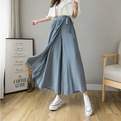 Style Women Pleated Chiffon Trousers High Waist Pants