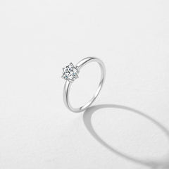 Minimalist Sterling Silver Shining Clear Zircon Ring Platinum Plated