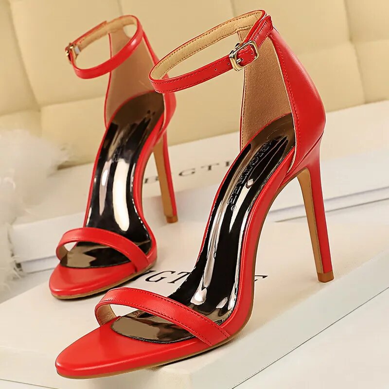 Shoes Summer Sandals Suede Hollow High Heels Stiletto