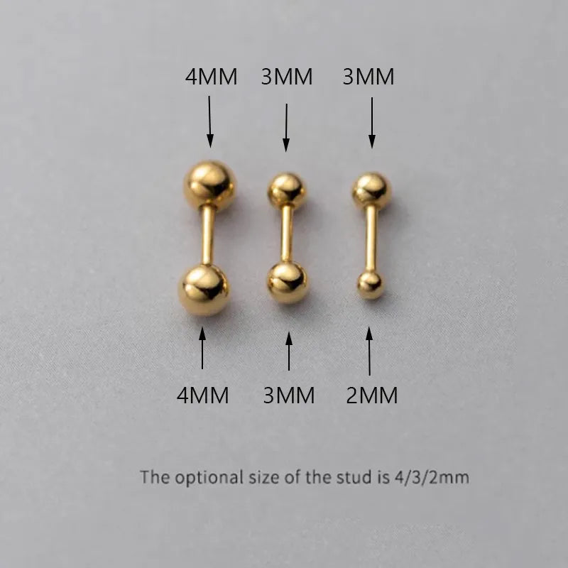 Simple Glossy Beads Screw Ear Piercing Stud Earrings