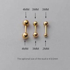 Simple Glossy Beads Screw Ear Piercing Stud Earrings