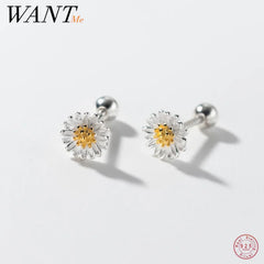 Daisy Screw Beads Stud Earrings Piercing Jewelry