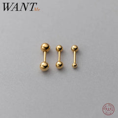 Simple Glossy Beads Screw Ear Piercing Stud Earrings