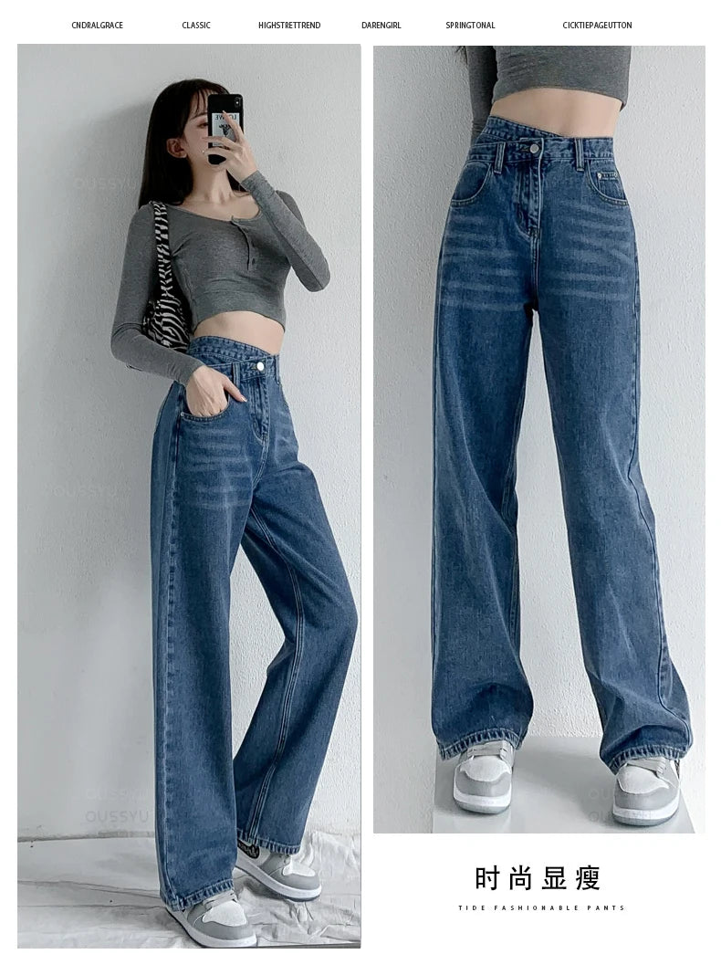 Jeans Women Wide Leg Pants Mom High Waist Woman Trousers