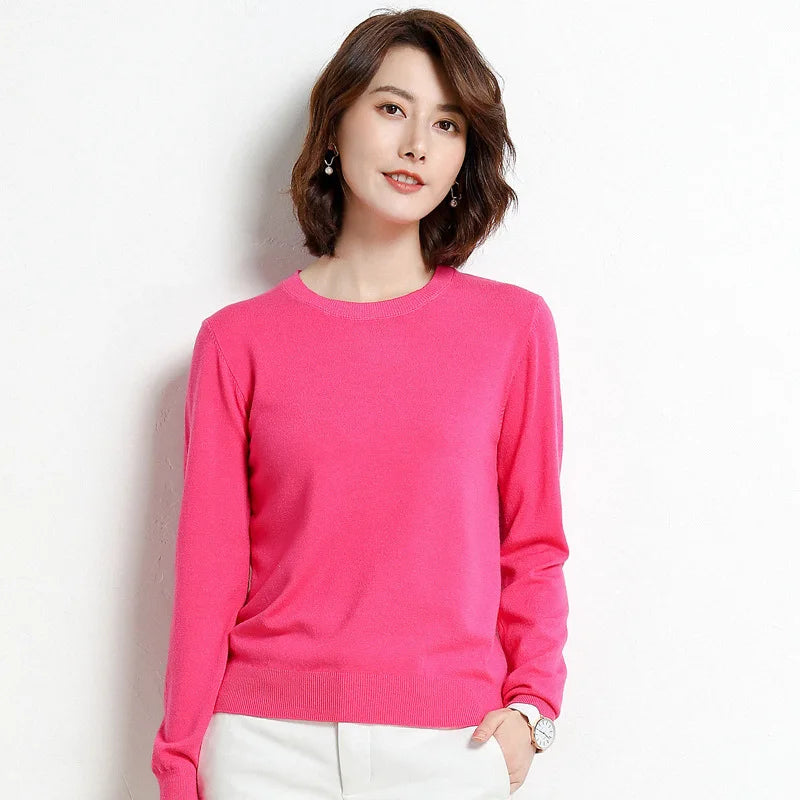 Women Sweater O-neck Basic Pullover Casual Pulls Jumpers