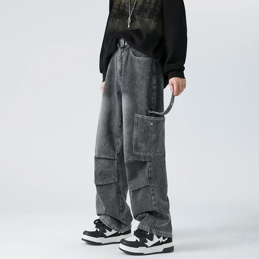 Men's Denim Wide-leg Pants Baggy Cargo Jeans High Street