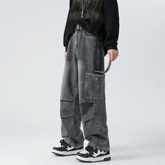 Men's Denim Wide-leg Pants Baggy Cargo Jeans High Street