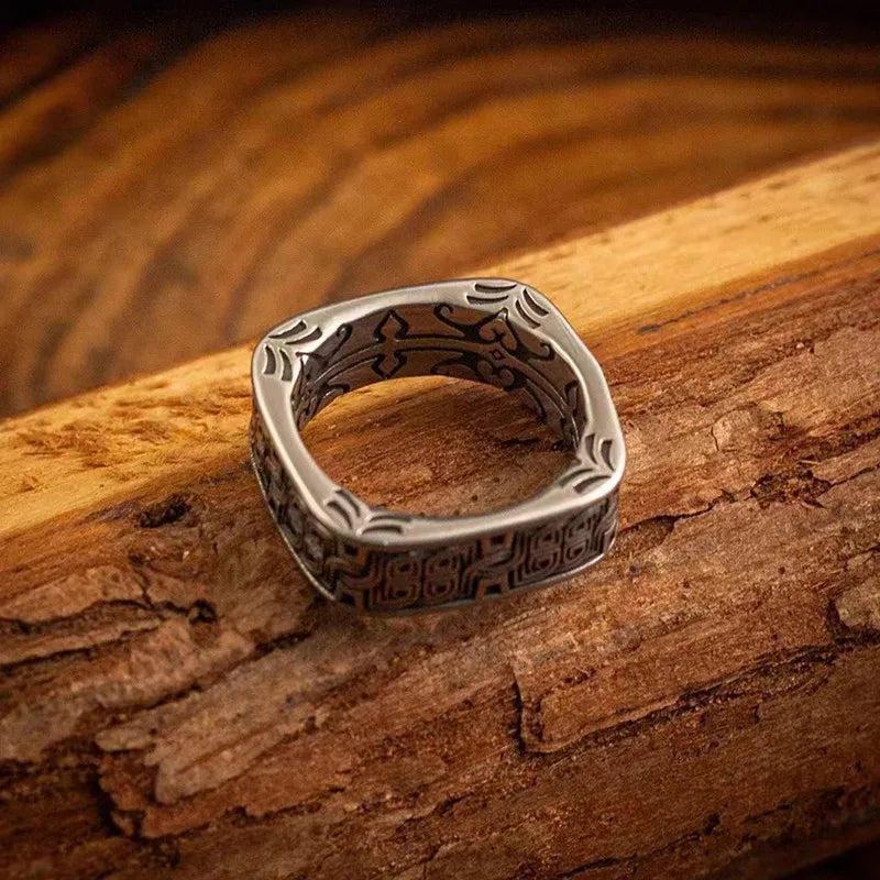 Square Vintage Ring Men's Fashion Punk Hip Hop Jewelry