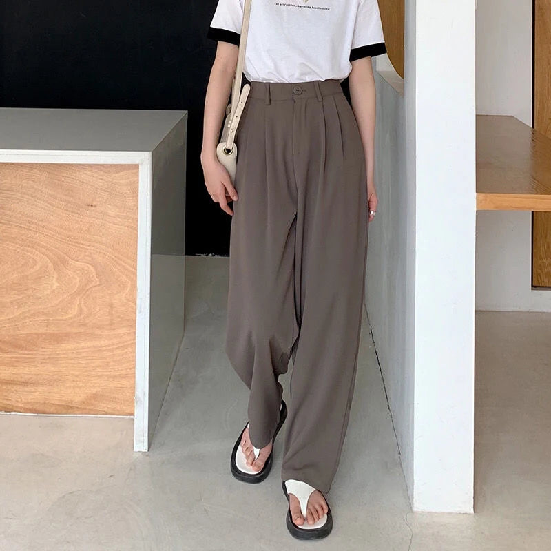 High Waist Suit Pants Fall Straight Office Ladies Fashion Trousers