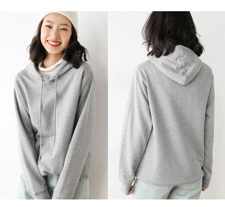 Women Hoodies Loose Long Sleeve Pullovers Solid Casual