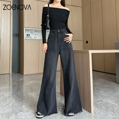 Fashion Women's Jeans Street Casual Wide Leg Pants