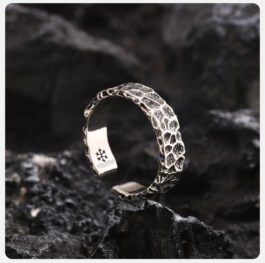 Vintage Surface Finish Ring for Men Open Finger Band