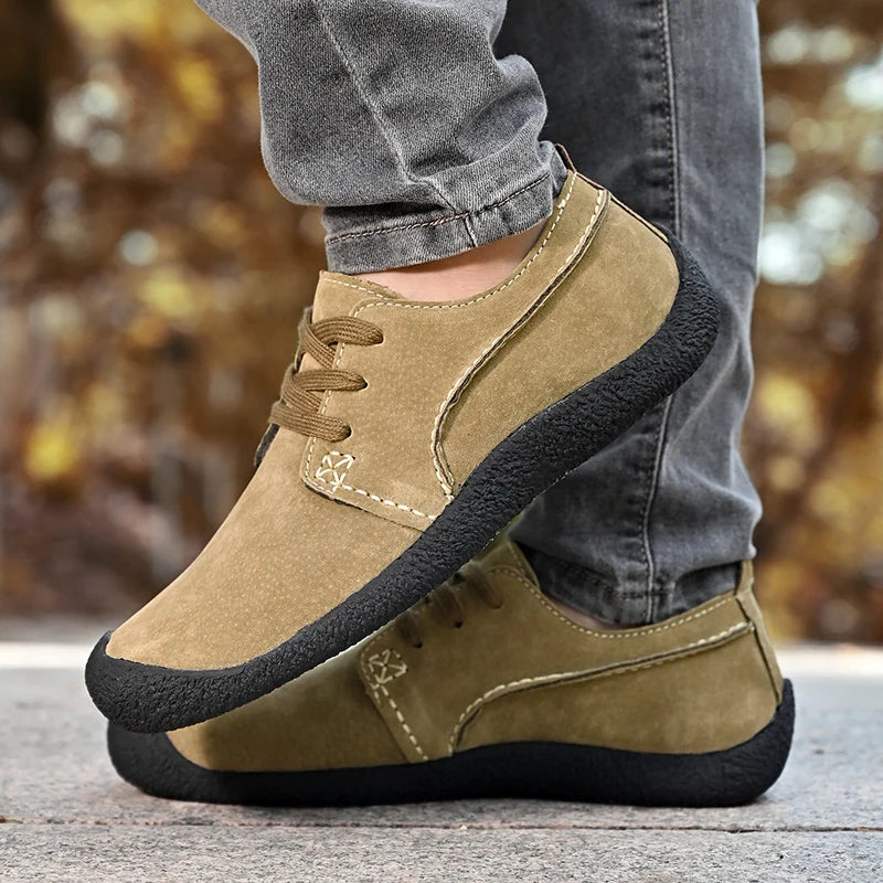 Men's Casual Sneakers Fashion Suede Leather Comfortable Flat Driving Shoes