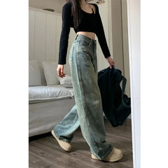 Vintage 90S Baggy Straight Denim Trousers Y2K High Waist Loose Wide Leg Jeans