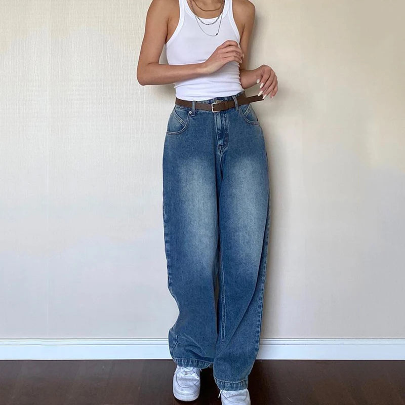 Baggy Jeans Women Grunge Y2K High Waist Wide Leg Denim