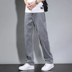 Summer Thin Men's Straight Loose Gray Jeans Trousers