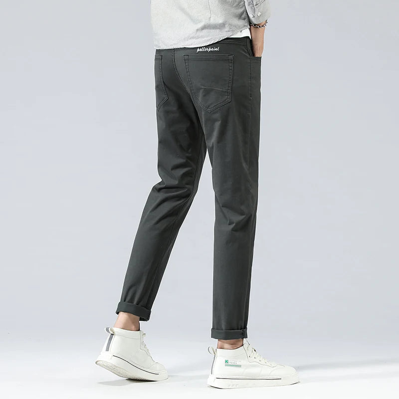 Cotton Casual Pants Classic Style Business Fashion Straight Stretch Trousers