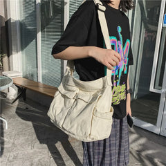 Handbag Canvas Teenager Shoulder Bags Casual Crossbody Purse