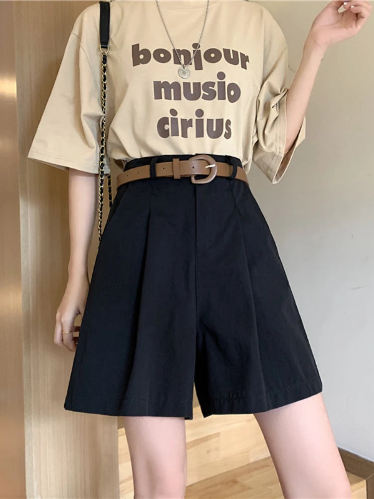 Fashion High Waist Casual Summer Wide-leg Shorts