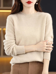 Women Sweater Wool Basic O-neck Pullover Solid Casual Clothing Tops