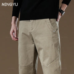 Men's Cargo Work PantsThick Solid Color Wear