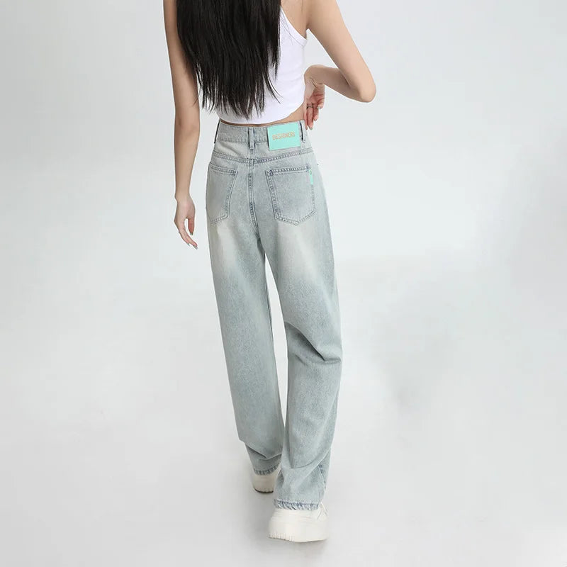 Jeans Loose Wide Leg Pants Straight High Waisted Pant Fashion