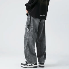 Men's Denim Wide-leg Pants Baggy Cargo Jeans High Street