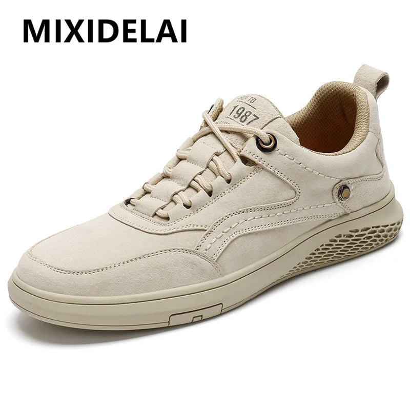 Men's Casual Shoes Handmade Genuine Leather Outdoor Flat Sneakers