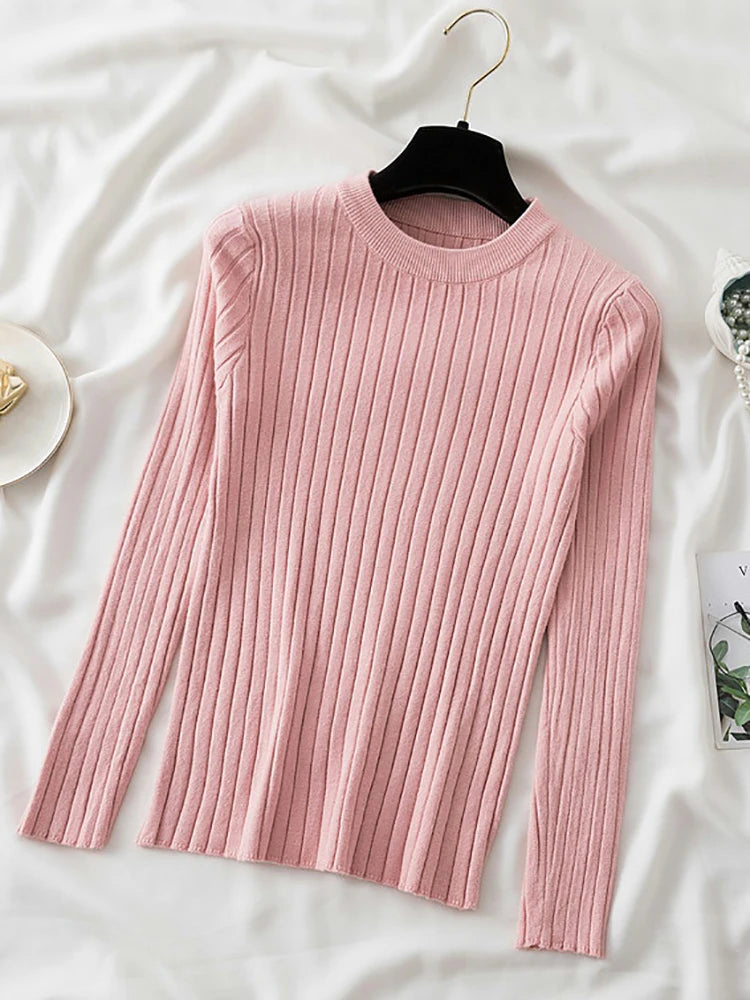 knit soft jumper tops O-Neck Pullovers Sweaters