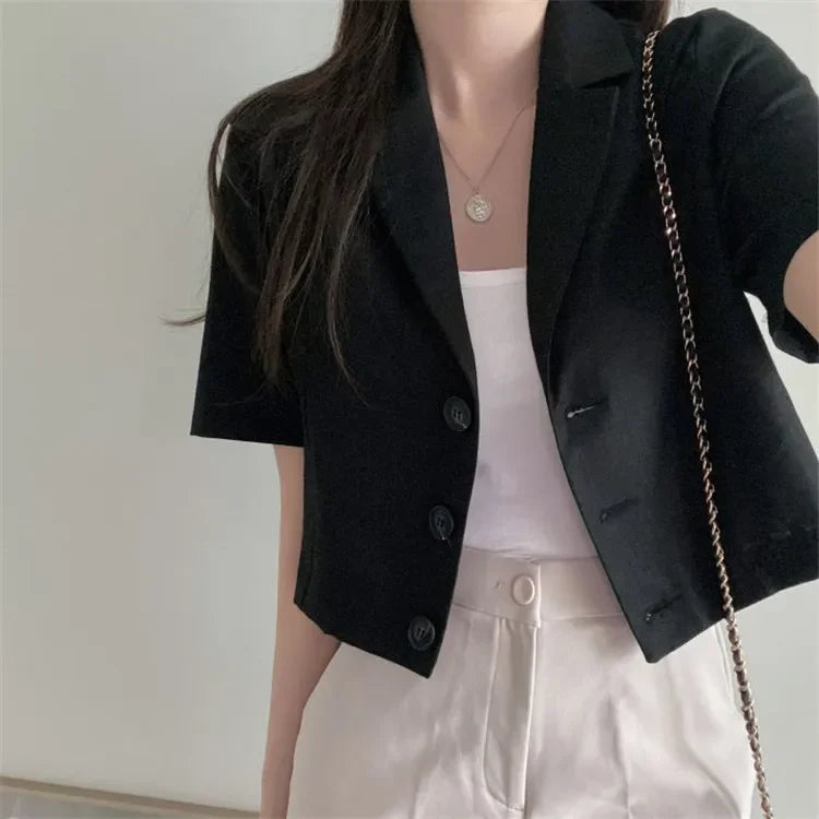 Vintage Style Suit Women's Blazer Casual Short Outwear