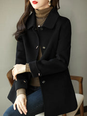 Woolen Coat Slim Fashion Office Lady Square Collar