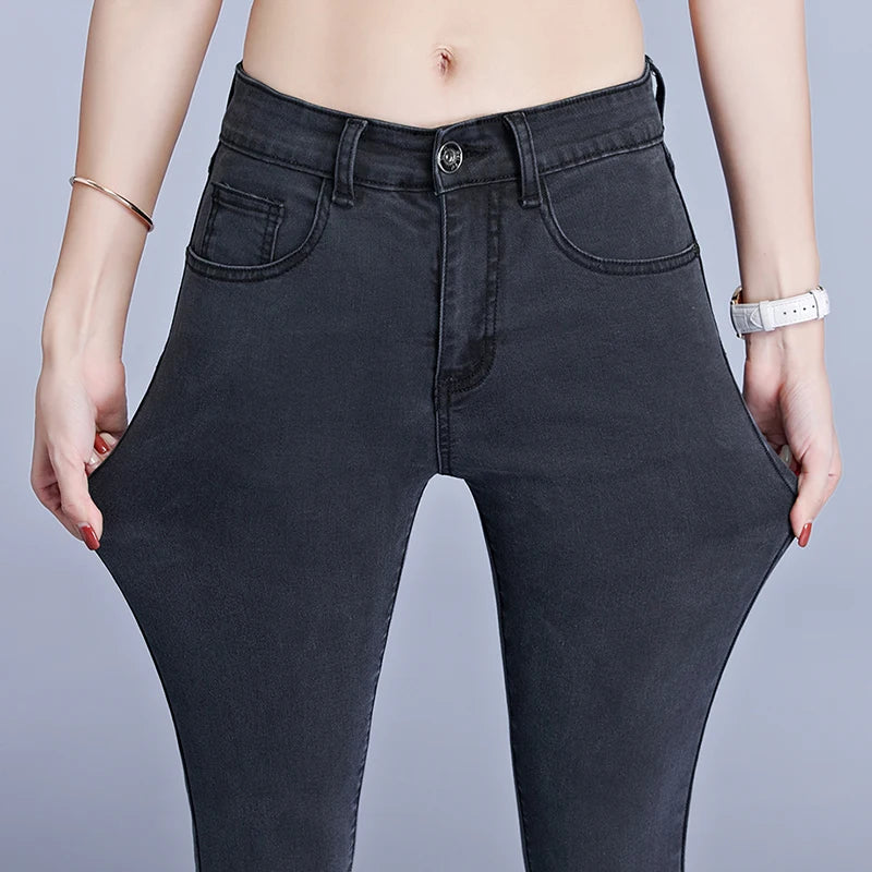 Jeans for Women Mom Jeans High Elastic Stretch Skinny Pencil Pants