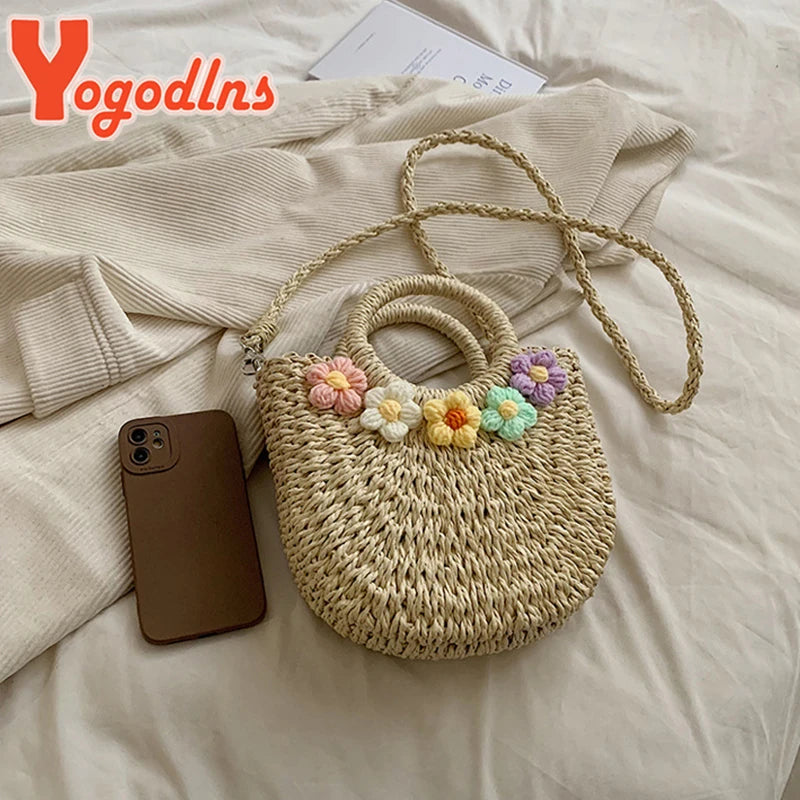 Straw Bags Hand-Woven Rattan Bag Handmade Purse