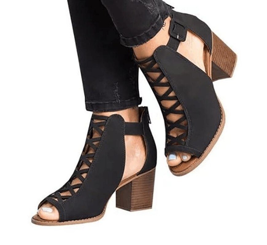 Casual Rome Ankle Boots Ladies Sandals Middle Heels