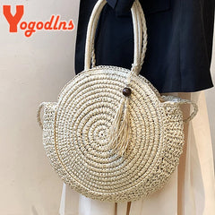 Summer Hollow Round Straw Bag For Women Beach Bag Bohemia Style