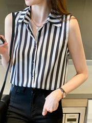 Office Lady Button Up Shirt Chiffon Shirts Blouses