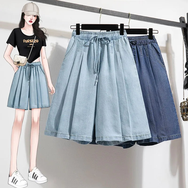 Women Summer Casual Short Jeans Style Solid Color Basics