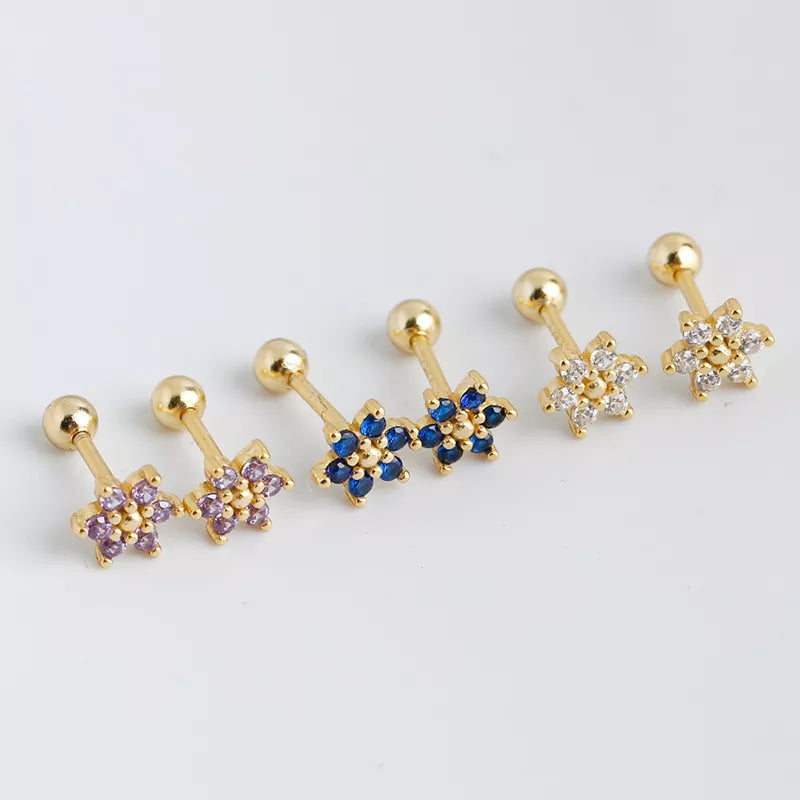 Fashion Petal Screw Bead Stud Earrings Piercing Jewelry Accessories